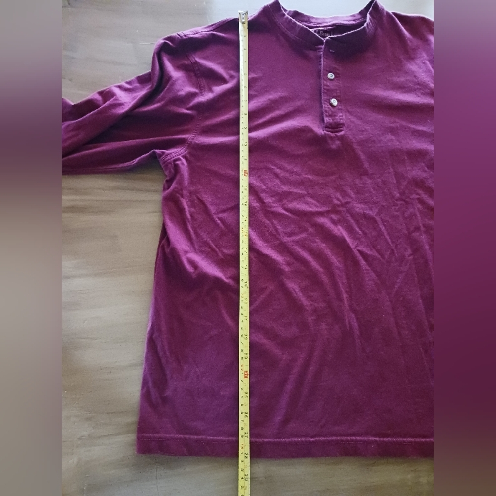L.L. Bean Mens L Cotton Long Sleeve Shirt EUC Maroon - Picture 5 of 8